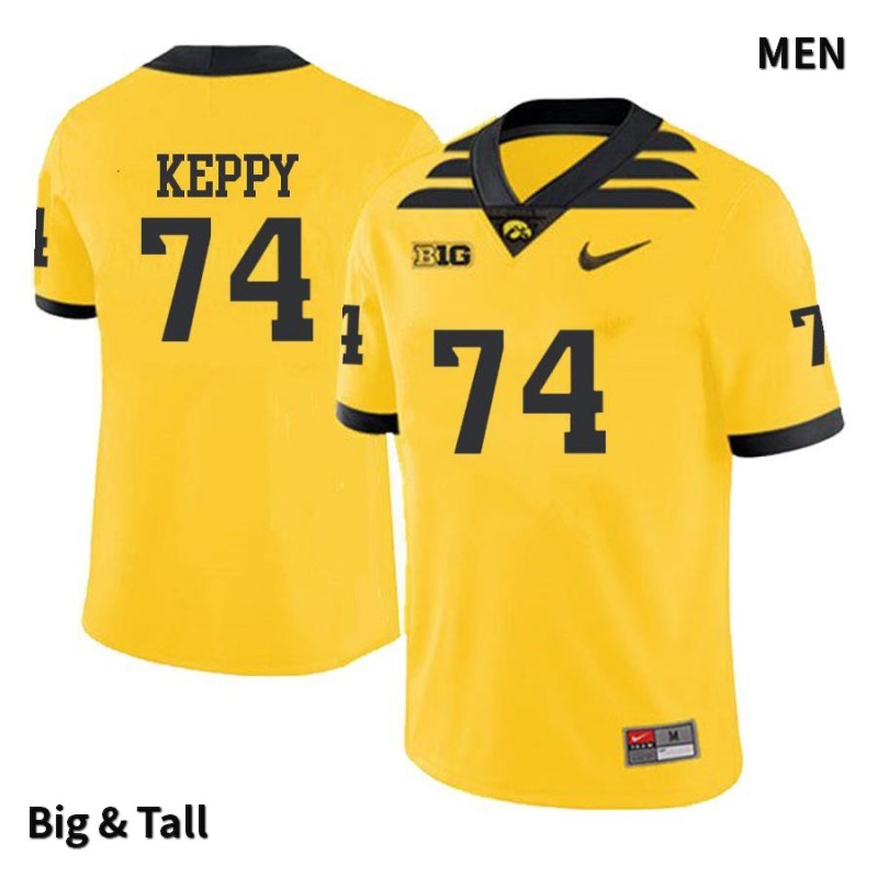 Men's Iowa Hawkeyes NCAA #74 Mitch Keppy Yellow Authentic Nike Big & Tall Alumni Stitched College Football Jersey OP34K51WH